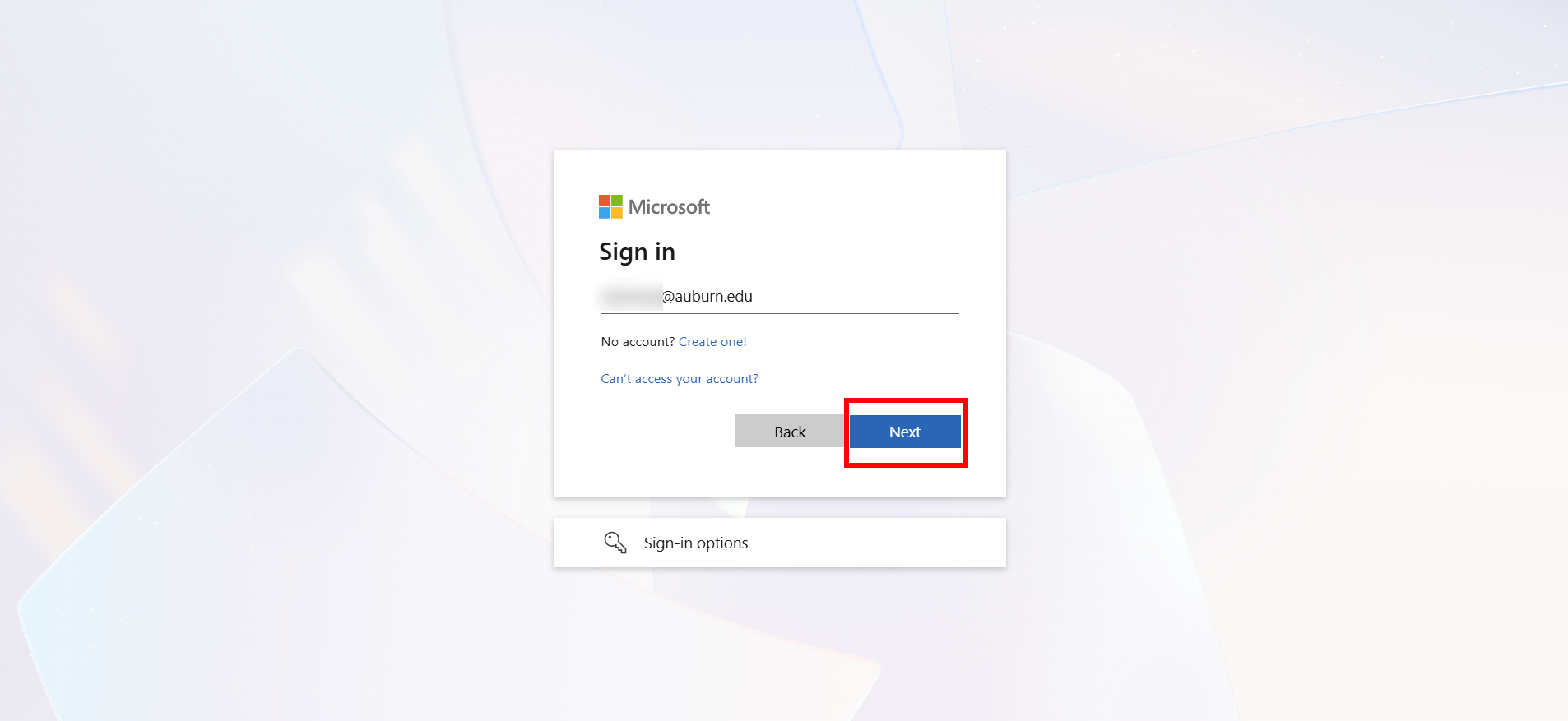 Retiree and Alumni Outlook username login screen