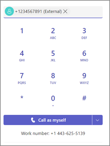 Teams Voice dial pad and call button