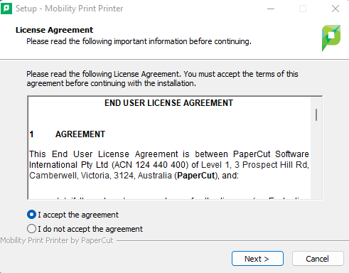 read and agree to the license agreement