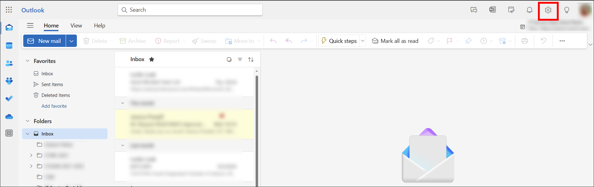 Outlook Settings icon
