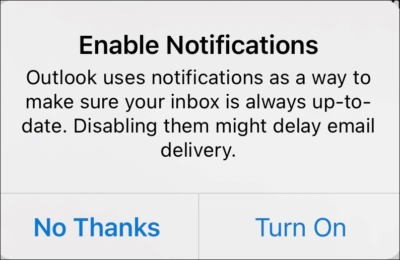 outlook app enable notifications