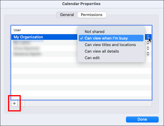 outlook for mac add user to share calendar