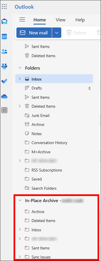 Outlook on the web email archive