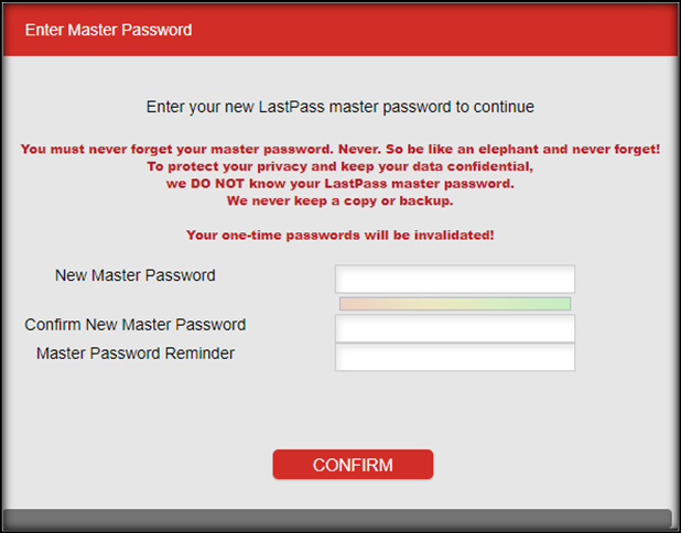 create a new master password
