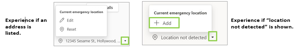 Teams Voice edit or add location screen