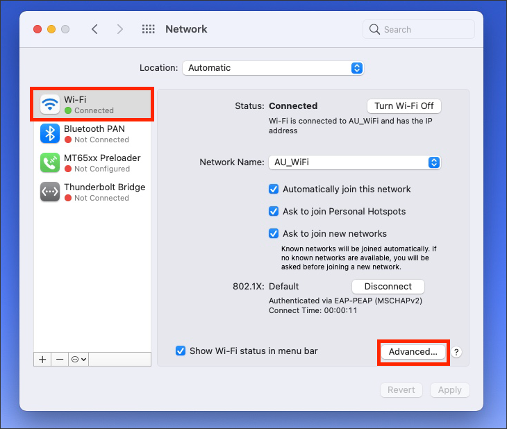 mac advanced wifi settings