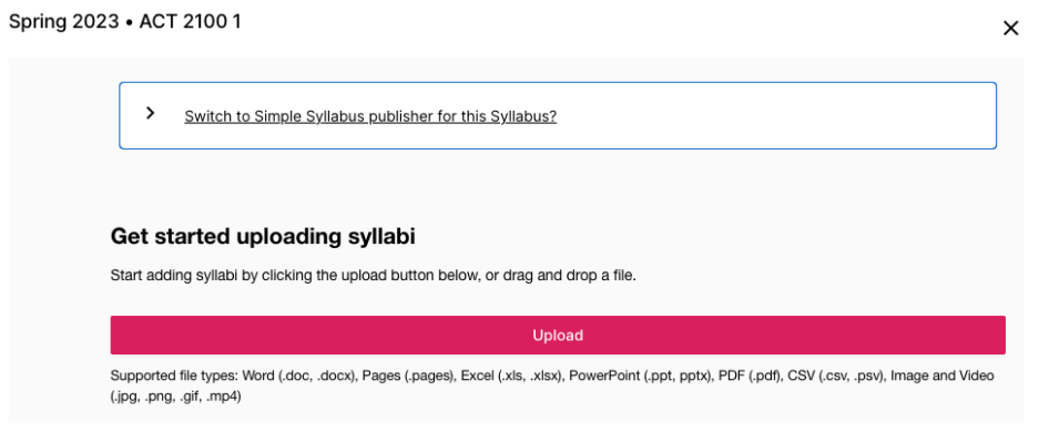 Upload interface screenshot